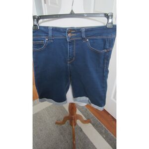 Wax Jean “Butt I Love You” Cuffed Dark Wash Blue Jean Shorts Size 30" Waist